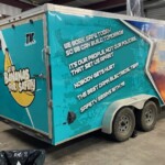 aqua blue custom vinyl trailer wrap